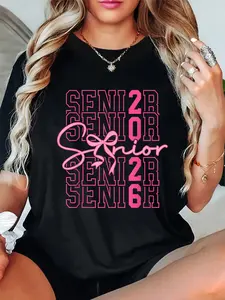 100% Cotton Class Of 2026 Coquette Bow Senior 2026 Graduation Girl Women T-Shirt