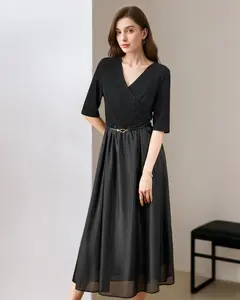 V-Neck Black Wedding Guest Dress for Cocktail Dresses for Women, Formal Party Dress, Holiday Dress, Christmas Party Outfit LE-LQ019
