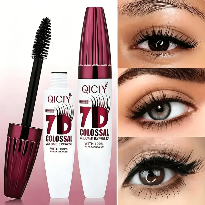 7D Waterproof Volume Mascara, Voluminous Lengthening Mascara, Long Lasting Natural Curling Lashes Mascara for Professional Eye Makeup, Made for Women and Girls