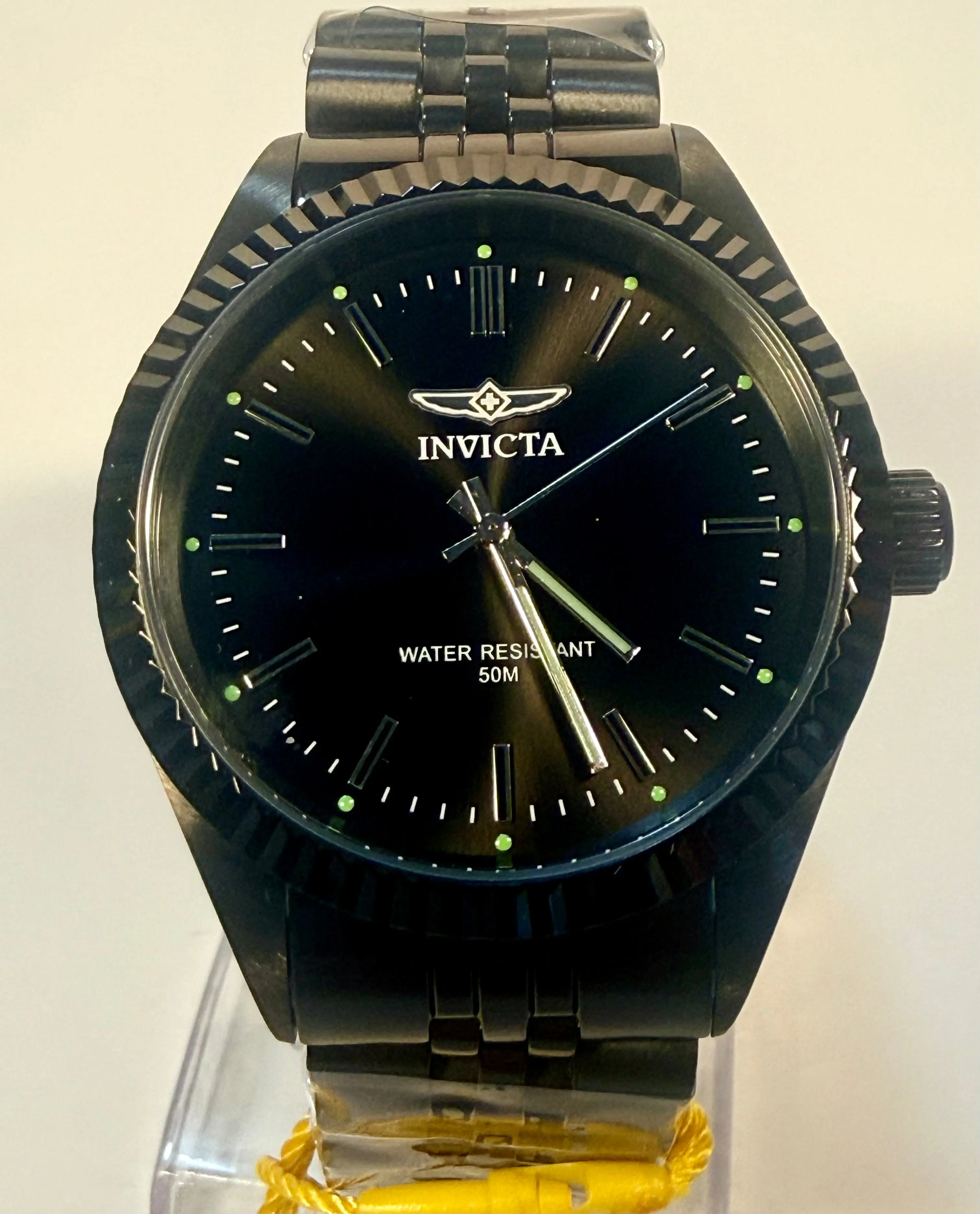 79018 Invicta Specialty Serrate Men Black Dial Stainless Steel Watch 43mm WR 50m
