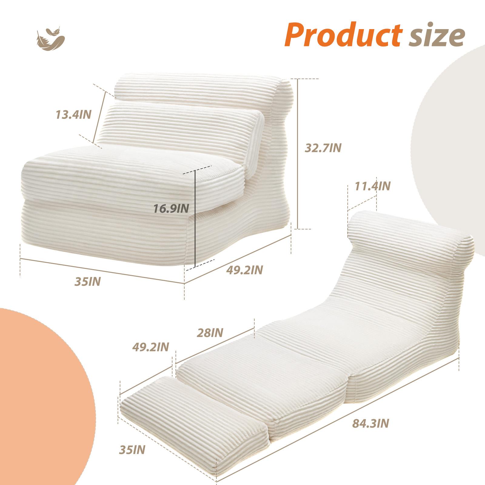 Folding Sofa Bed, Convertible Comfy Sleeper Chair with Back Support, Foldable Floor Sofa Bed Couch, Modern Comfortable Design for Living Room, Bedroom, Apartment, Office