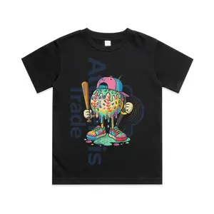 Baseball Drip for Boys Ice Cream Drip Baseball Sport Cotton T-shirt, Graphic Print Round Neck Short Sleeve Casual Tee for Boys Girls