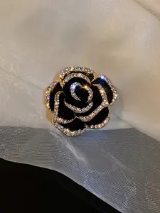 Vintage Elegant Flower Design Brooch, Rhinestone Decorated Clothes Brooch, Fashion Accessories for Women & Girls, Trendy All-match & Exquisite Brooch for Birthday Gift