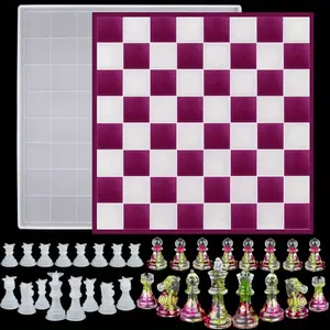 1 Set Large 12 Inch Checkers Board Mold,Full Size 3D Silicone Chess Piece Mold for Epoxy Resin,Halloween Party Gifts,Hand Tools Kits