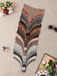 Women's Leopard & Zebra Stripe Print Thong, Soft Comfy Breathable Fit Panties, Leopard Print Zebra Print Underwear for Women, Multicolor Medium Knicker for Daily Wear, Casual Womenswear, Premium Nylon Knitting Fabric, Fashion Breathable Underwear