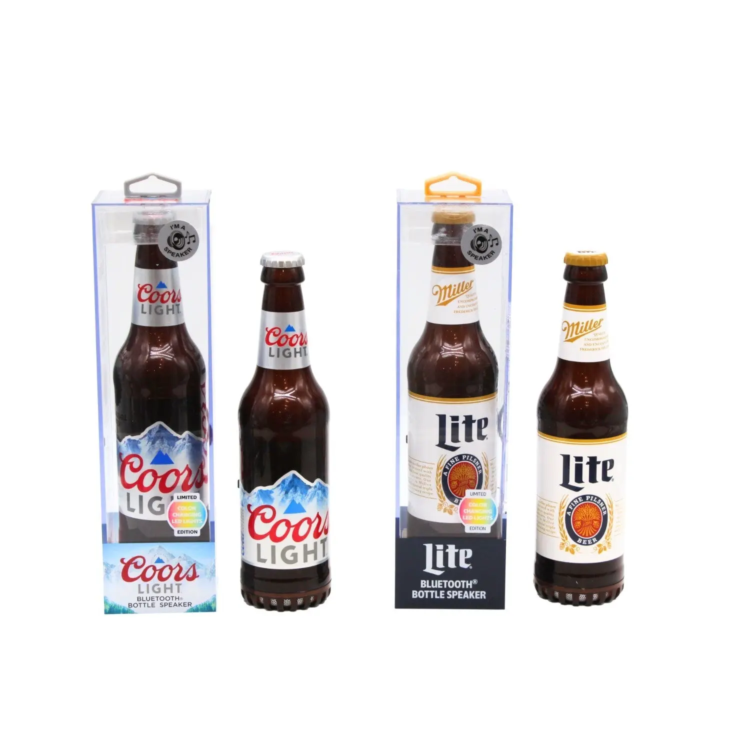 Portable Bluetooth Bottle-Shape Speaker with Acrylic Case, Compatible with Miller Lite & Coors Light, for Beer Enthusiasts, Powered by Batteries & Cells