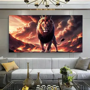 1 piece framed canvas painting - modern lion portrait canvas painting art, suitable for living room, bedroom, office decoration
