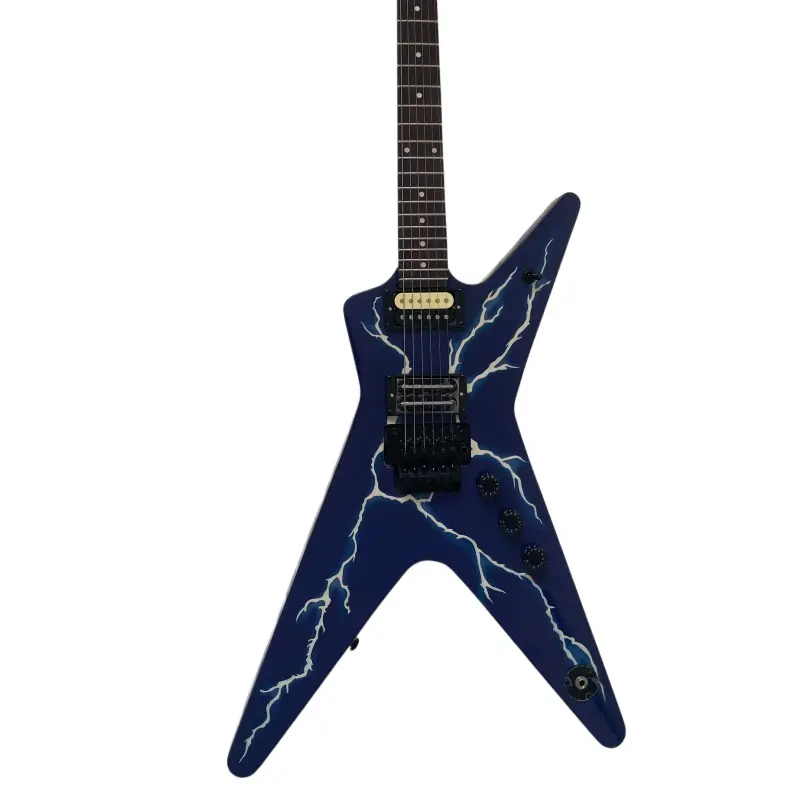 6 Strings Dimebag MLStyle  Electric Guitar Blue Lightning Floydrose Vibrato