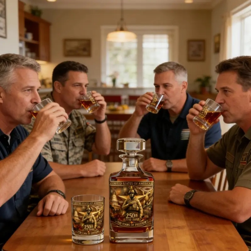 250 Years of Freedom Whiskey Set, Veteran Commemorative Whiskey Set, Great Gift for Veterans, Military Personnel, Whiskey Lovers, Whiskey Decanter Sets, Home