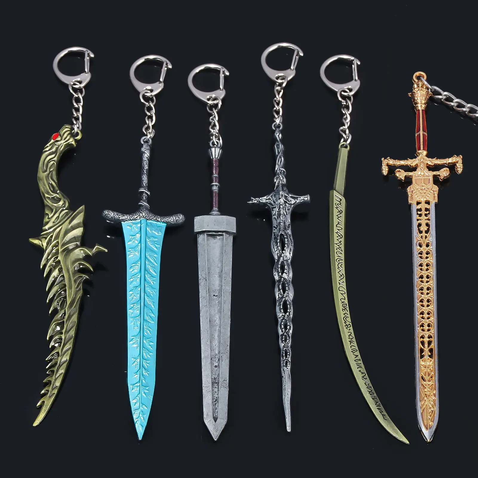 Elden Ring Themed Metal Weapon Model Pendant Jewelry - Damascus Greatsword, Malenia Prosthetic Hand Sword, Dark Moon Greatsword, Design