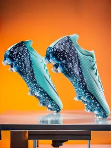 Parent-Child Orange-White Leopard Print Firm Ground Football Boots, Soccer Boots, Breathable Knit Material, Professional Firm Ground Studs, Ideal for Natural Grass Football Matches