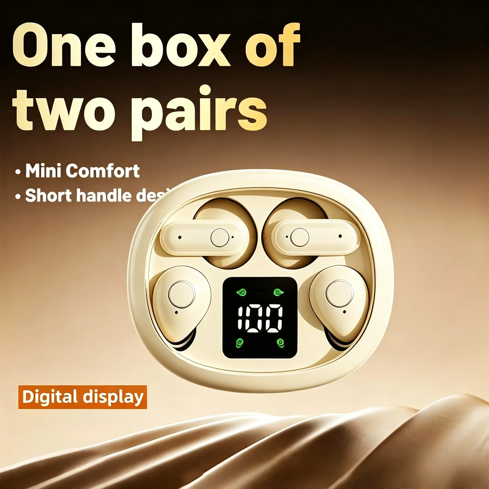FLUFFDRIP SK35 Wireless Bluetooth Headphones - 2-in-1 Digital Audio Transparent Ultra-slim Sleep Earbuds, Short-handle Sports Earphones for 2 Phones Simultaneously, Cable Charging