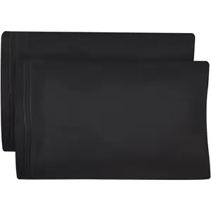 Black Pillow Cases Set of 2 - Double Brushed 1500 Luxury Series Microfiber - Envelope Closure, Wrinkle- Free, Cooling Pillow Cases -  Size Pillow Cases Set of 2 (20 x 40, Black)