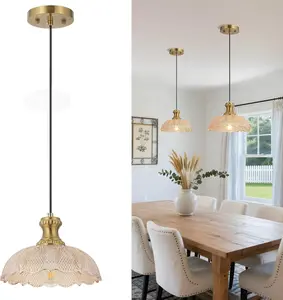 Island Pendant Lights for Kitchen, Clear Glass Pendant Light Fixtures, Modern Farmhouse Hanging Light for Kitchen Island Sink Dining Room Bedroom Cafe Bar, E26 Base (Amber, 1 Pack)