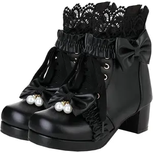 Women's Fashion Flower  Lacy DesignContrast Lace Ankle Boots, Pointed Toe HeeledElegant Boots for Fall 2026 for Daily Wear, All-match Formal Boots for Women & Girls,Valentine's Day, Gift