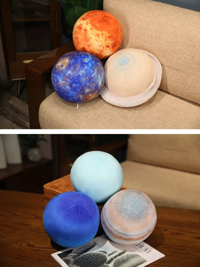 17cm Simulation solar system planet doll, eight planets, sun, moon shaped printed doll, soft and comfortable, suitable for children's astronomical science education. gift shops, Toy, Soft Huggable, Ages 4-6