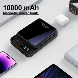 10000mAh Magnetic Power Bank 22.5W PD20W Fast Charging USB Type-C Ports LED Display Compatible with iPhone 17/16/15/14/13/12 & Android Devices