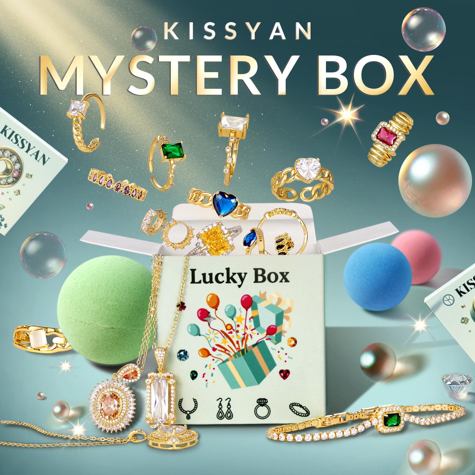KISSYAN Jewelry Mystery Box – Trendy Fine Jewelry with Random Necklaces, Earrings, Bracelets, Charms & Adjustable Rings