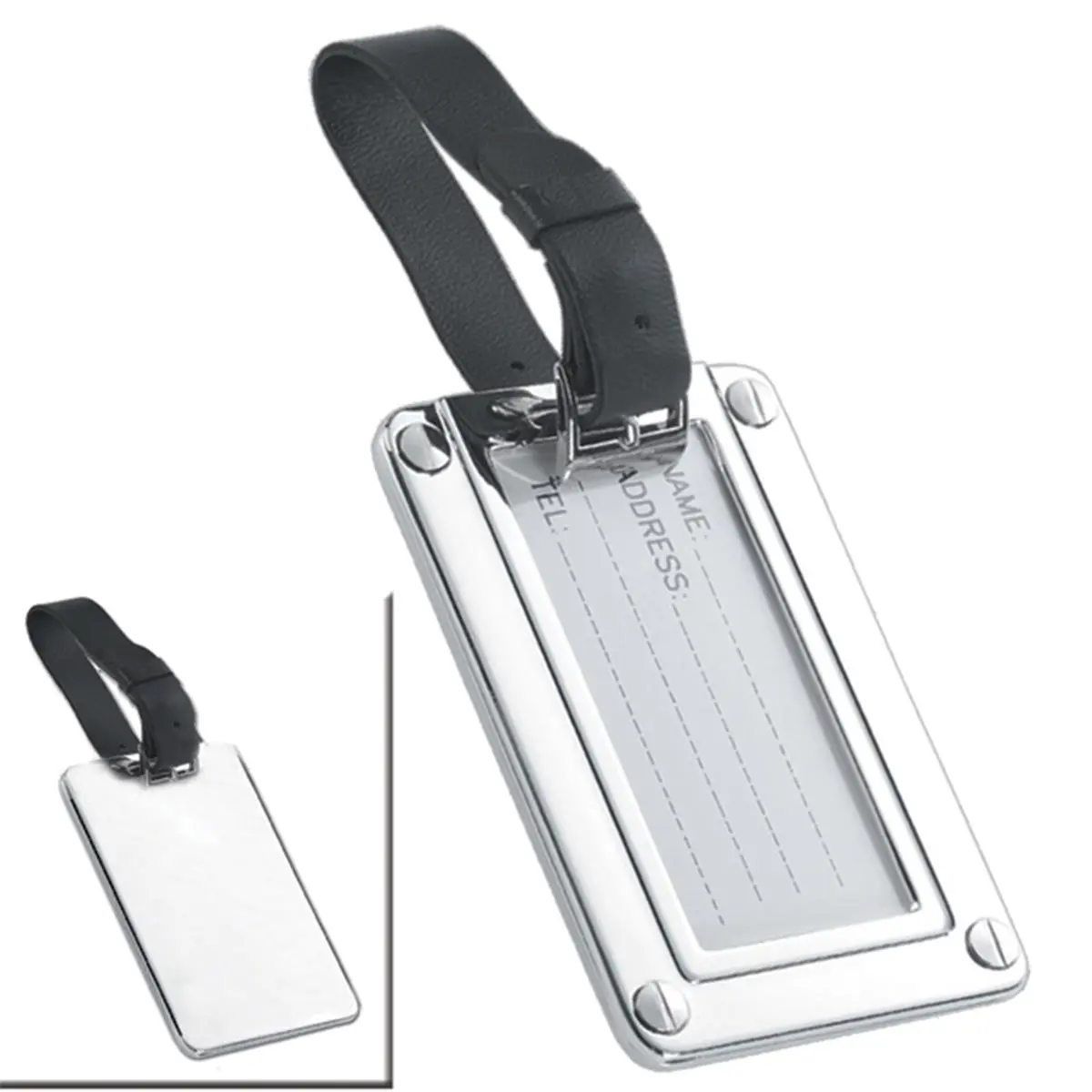 NATICO Luggage Tag with Black Strap, Originals Elegant Silver ID Accessory for Suitcases and Attache Cases, Stay Identified on the Road, Stylish Travel Id, Luggage Straps, Clip-On, Id Space