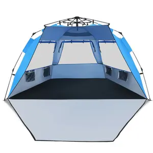 3-4 Person Pop Up Beach Tent, UPF 50+ UV Protection Sun Shelter, Instant Setup Beach Shade Tent with Carry Bag & Stakes, Portable Sun Canopy for Beach Park Camping Outdoor Activities outdoorfun