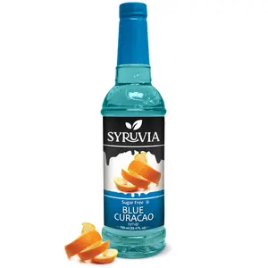 Syruvia Sugar-Free Blue Curacao Syrup, 25.4 fl oz – Premium 0-Calorie Flavoring, Kosher & Gluten-Free. Ideal for Drinks, Sodas, Shakes and Desserts