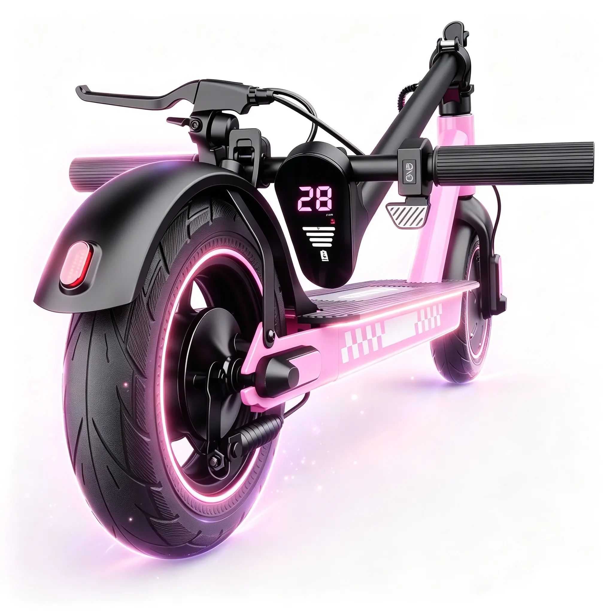D9 Foldable Constant Speed Cruise Electric Scooter - New Rose Pink, 28 MPH Top Speed (Unlocked via App), 350W Peak Commuting Power, Bluetooth & Headlights Equipped