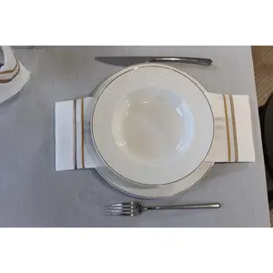 Embroidered Napkin- Gold & Mink