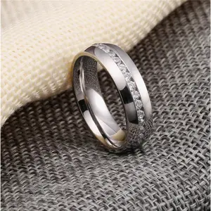 Minimalist Silver Crystal Band Ring - Women's Artificial CZ Statement Ring, Elegant Promise Jewelry for Engagement, Daily Wear Gift, Statement Rings