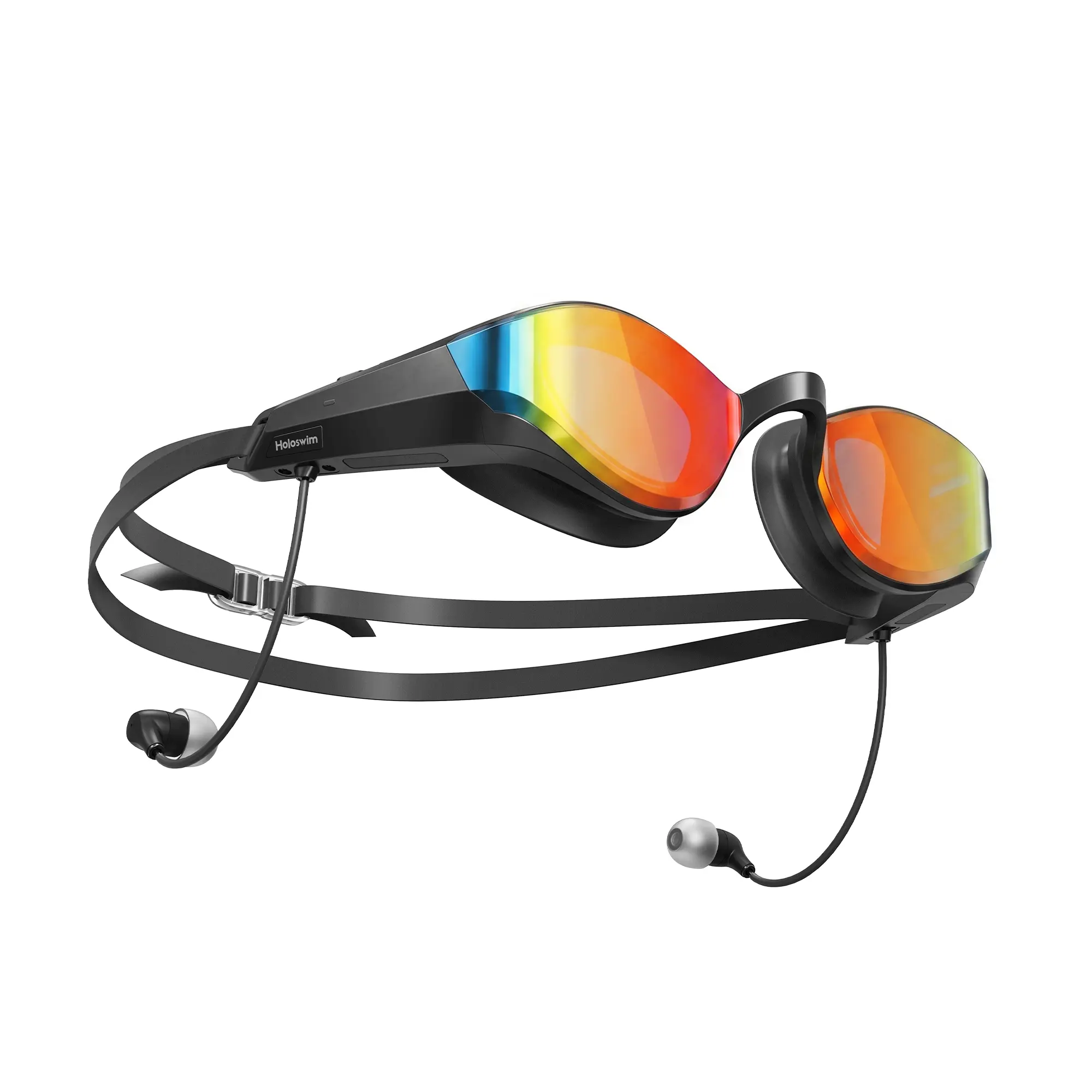 HoloSport SollaWave Unisex Smart Swim Goggles with Music & Audiobooks, Swimming Earphones, Headphones Anti-UV Anti-Fog 5-in-1, Adjustable Silicone No Leak, Built-In MP3 No Bluetooth Needed, 9-Axis Tracking, IP68 Waterproof, Swimming Headphones, Ai Swim Da