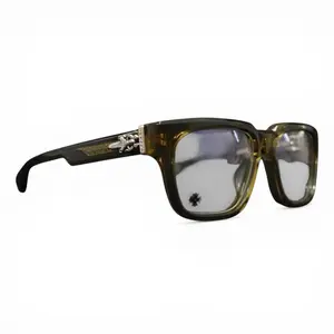 Chrome Hearts Box Officer Sunglasses, Transparent Grey Lens, Silver Frame