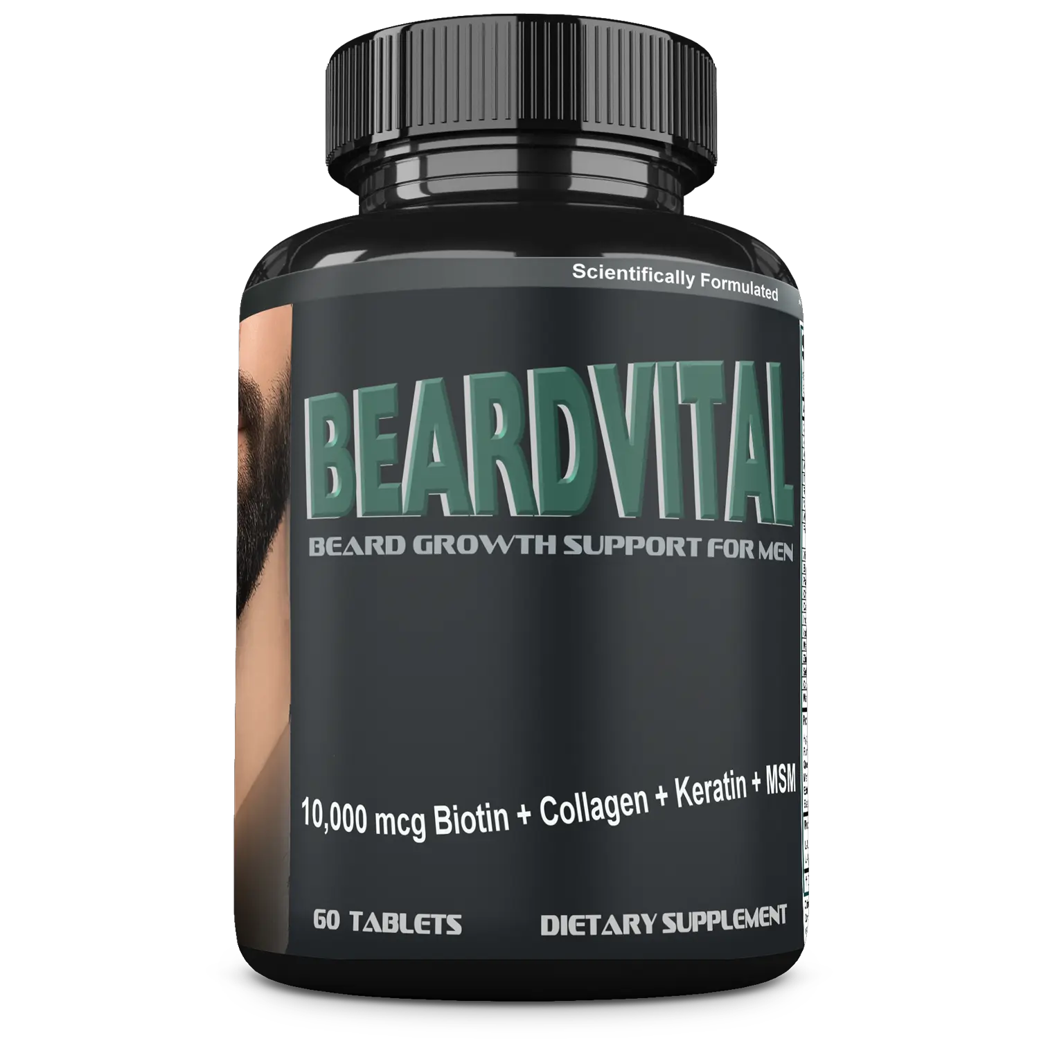 BEARDVITAL Beard Growth Supplement for Men – Beard Vitamins with Biotin, Collagen, Keratin, MSM, Hyaluronic Acid & Zinc – Supports Fuller Thicker Beard, Hair, Skin & Nails – Men’s Beard Vitamins