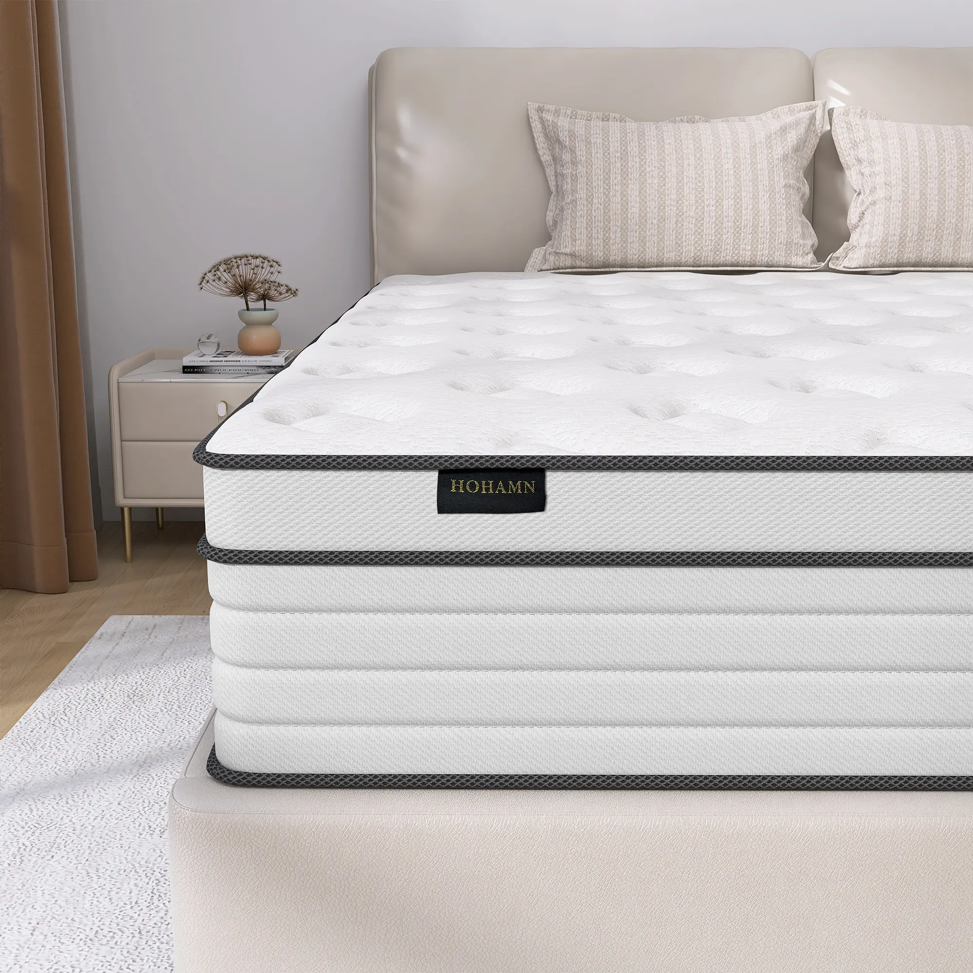 14'' Multilayer Hybrid Medium Firm High Quality Mattress - Durable Memory Foam, Pocket Springs, Motion Isolation, Cooler, Full Queen Twin King Sizes, In-Box Delivery (Includes Bed Base), Multilayer Hybrid Mattress