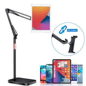 Tablet Floor Stand, Overhead Bed Phone Stand Angle Height Adjustable Holder, Universal Floor Stand Compatible with iPhone iPad Pro Air Mini, Samsung Tab, Kindle, E-Readers…