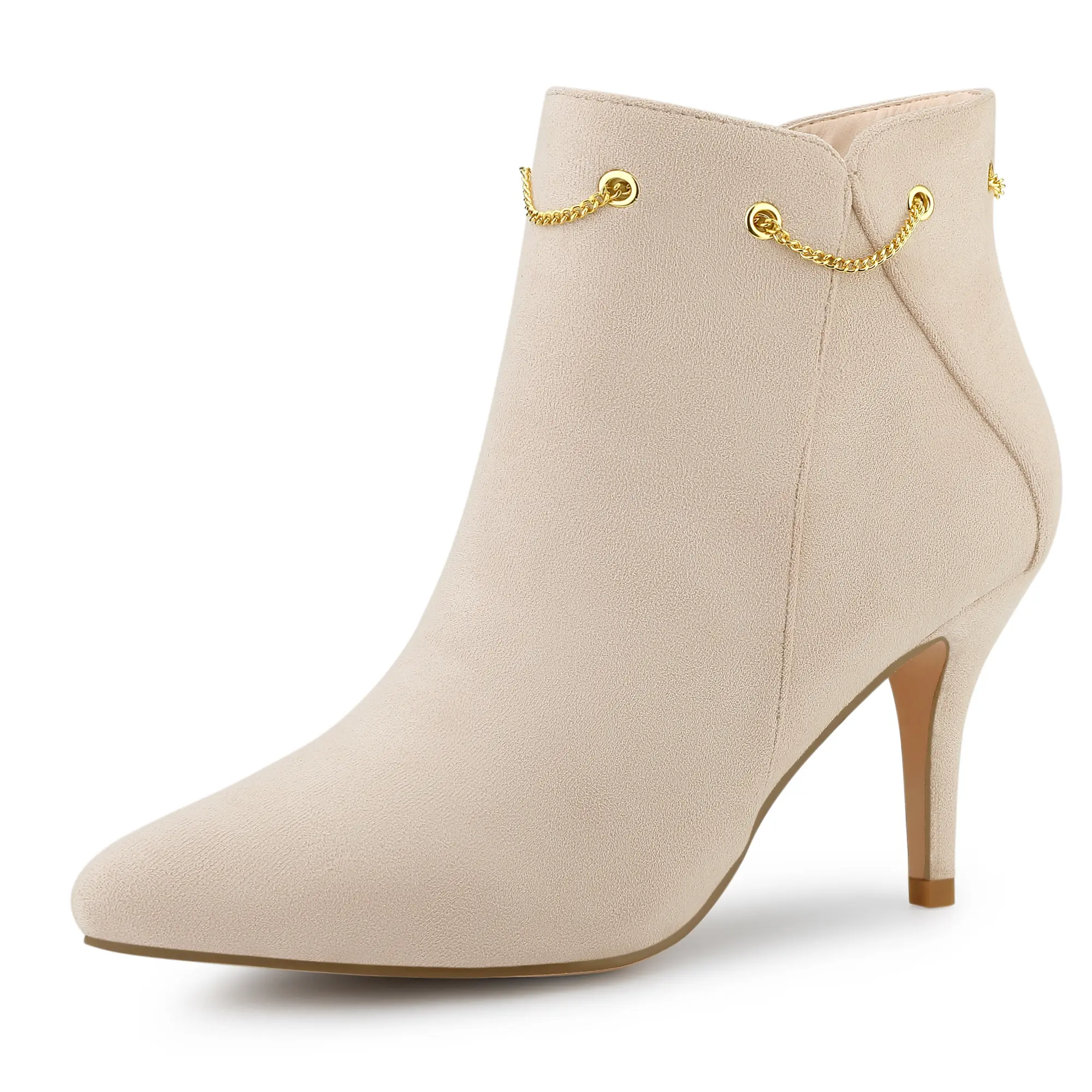 BLISSFUL STEP Women's Pointed Toe Side Zip Stiletto Heel Ankle Booties