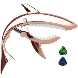 Zinc Alloy Guitar Capo Shark Capo for Acoustic and Electric Guitar with Good Hand Feeling, No Fret Buzz and Durable(Rose )