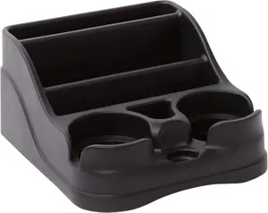 Compact Center Console Car Organizer (Black) | Extra Cup Holders & Storage in One • Space-Saving Design for Cars, Trucks, SUVs & Minivans