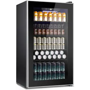 【SummerVibes】COWSAR Beverage Refrigerator and Cooler, Mini Fridge 48-130 Can, Little Cooler with Digital Display 32~61℉, Small Refrigerator with 4 Shelves for Home Office, Bedroom, Garage, Game Room, 1.3-4.4 Cu.Ft