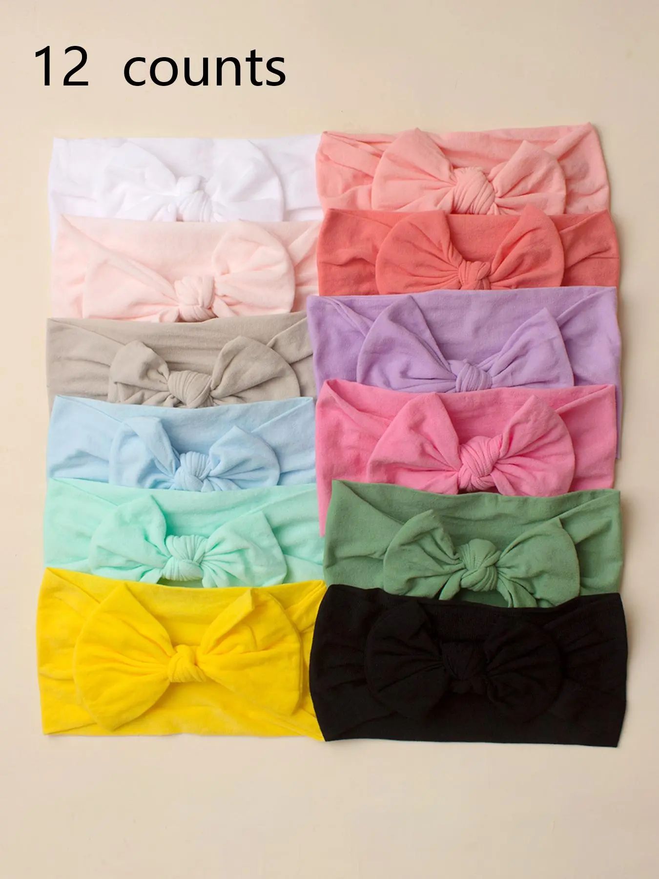 Solid-Color Bow Design Baby Headband Set, Soft Comfortable Headbands for Baby Girls & Boys, Fashion Hair Accessories for Daily Wear, Infant Hair Accessories, Newborn Headband Bows