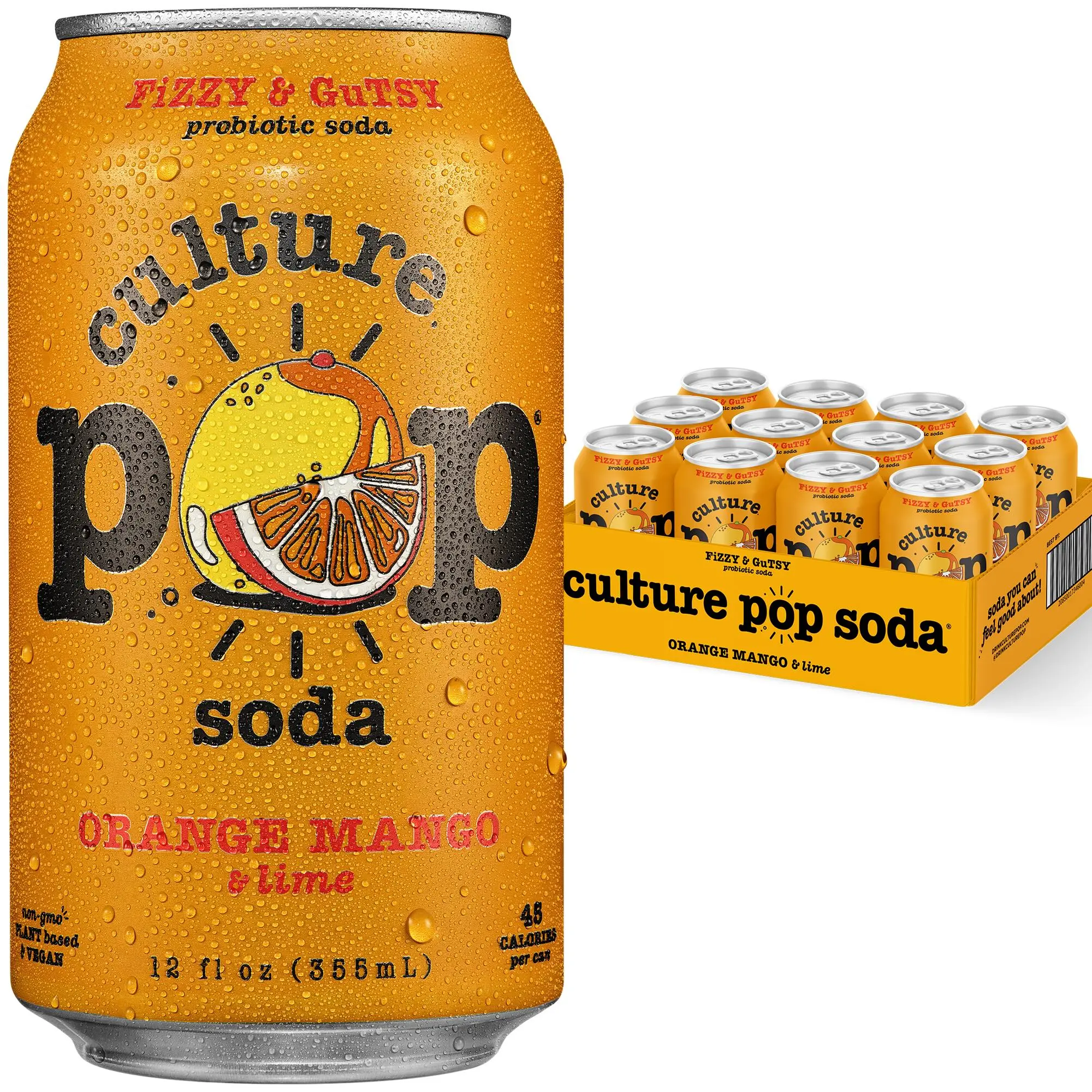 ORANGE MANGO & lime - Culture Pop Soda - 12 Pack of Probiotic Fruit Soda