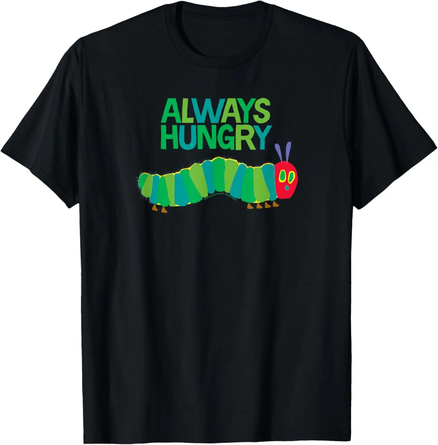 Women's Funny 'Always Hungry' Caterpillar Graphic T-Shirt, Casual Short Sleeve Round Neck Top in Soft, Breathable 100% Cotton