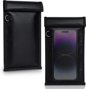 Faraday Bags for Phones and Car Key 2 Pack, Signal Blocking Pouch, Cell Phone Signal Jammer, Car Key/WiFi/RFID/GPS Signal Blocker Black