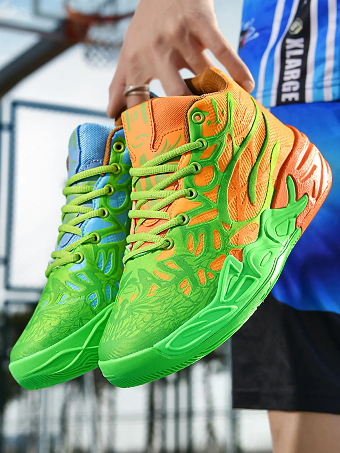 New Arrival Youth Unisex Rubber Thick Sole Cushioned Basketball Shoes, Flexible Tie-Dye Design, Non-Slip Sport Sneakers, Sports Shoes for All Seasons, Stylish Basketball Shoes