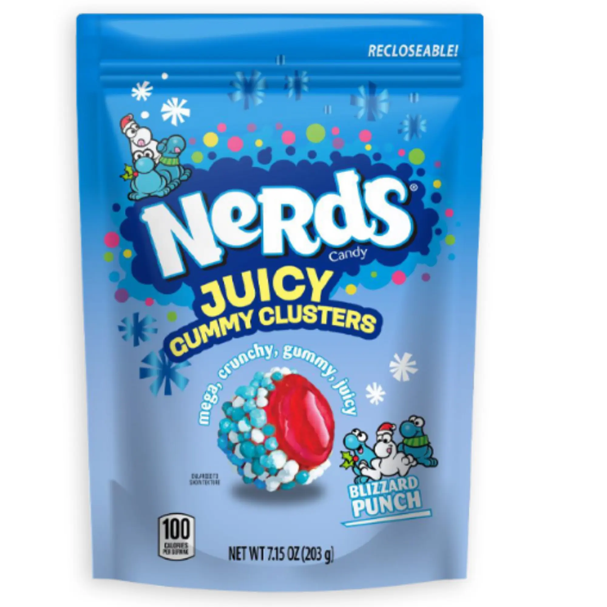 Nerds Juicy Gummy Clusters Blizzard Punch Holiday Candy, 7.15 oz Bag