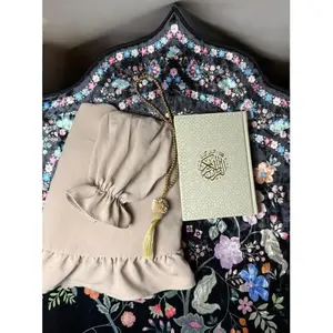 Handmade Taupe Prayer Set Head pc & skirt set Ruffle Design with Luxurious Soft Fabric and Practical Sleeves for Daily Wear XXS-L