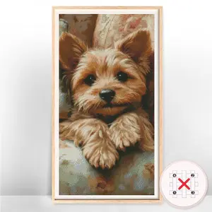 Dog Pattern Cross Stitch Kit without Frame, DIY Animal Pattern Cross Stitch Printed Canvas Art Crafts for Holiday Gifts