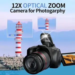 4k HD 64MP Vlogging Camera Digital Cameras for Photography,Autofocus,12X Optical Zoom,with Flash,Anti-Shake,with 270°Flip Screen,WiFi&HDMI Output Cameras,2 Batteries,32GB Card