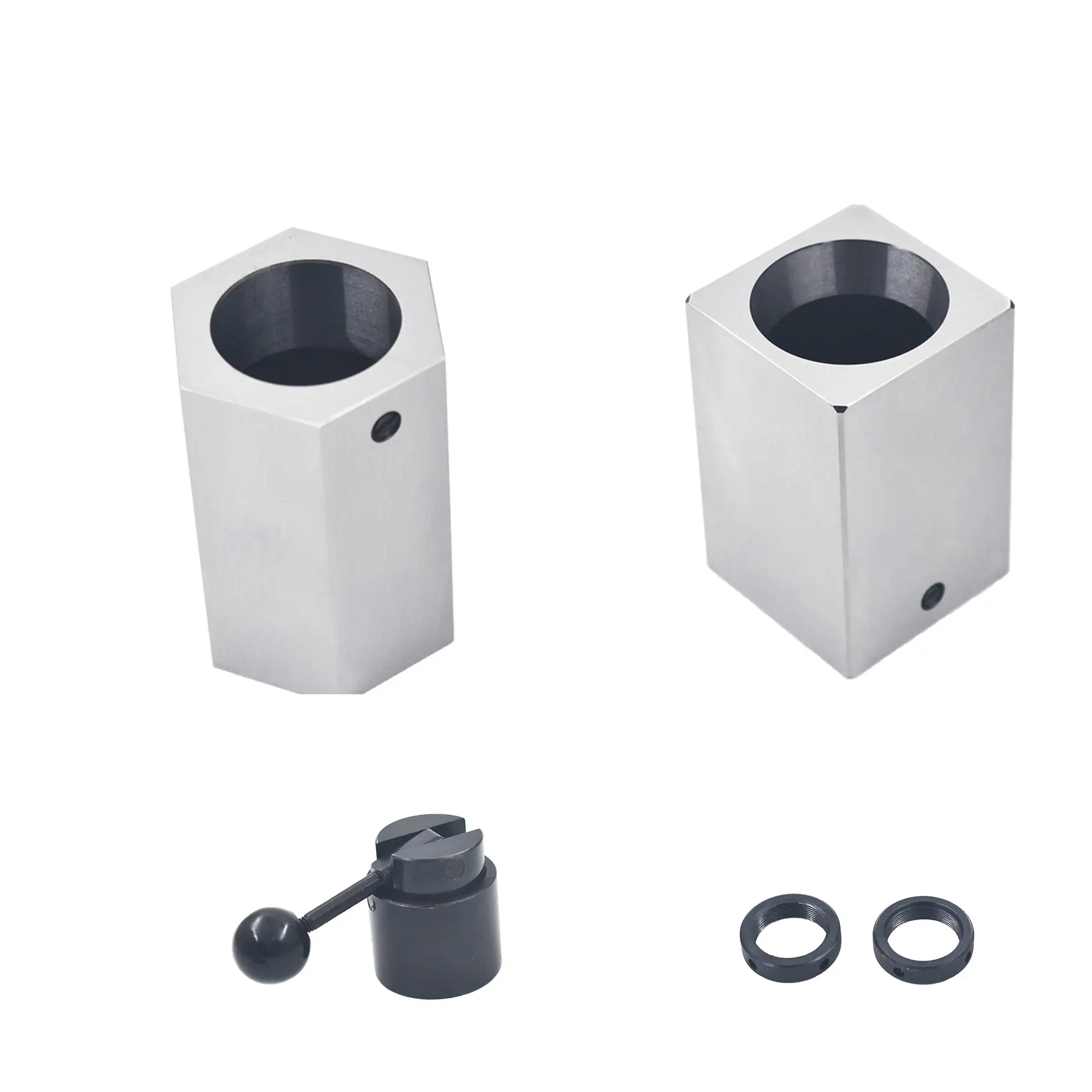 5C Steel Multi-Piece Collet Block Set - Square, Hex, Ring Collet Closer Holder with Lever Handle for Lathe, Quick Setup, Lathes, 1-3/4" X 1-3/4" X 3-1/4"