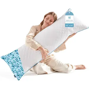 Long Body Pillow for Adults - Firm Body Pillow Insert with Shredded White Memory Foam, Adjustable Height, Soft Support for Side Sleeping, Pregnant Women, Washable (White, 20x54 Inch)
