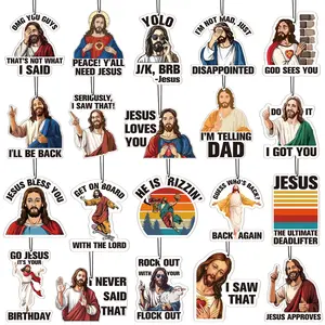8Pack/20Pack Jesus I Saw That Car Air Fresheners Funny Hanging Air Freshener Christian Jesus Humorous Design Air Fresheners for Men Woman Car Rearview Living Room Bedroom Home Decoration Easter Gift Easter Eggs Stuffer Easter Basket Ideas