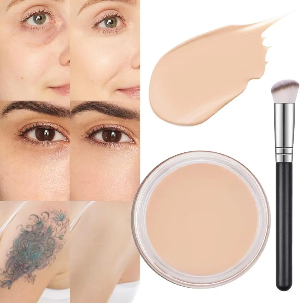 3-Piece Full Coverage Makeup Set - Waterproof Foundation, Brightening Under Eye Concealer for Color Correction, Even Skin Tone, Suitable for All Skin Types - 02 Light Cream